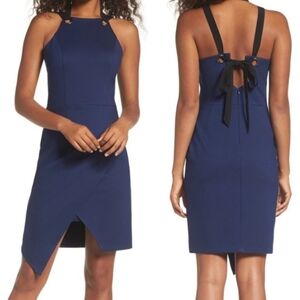 Adelyn Rae Women's Blue Black Brandi Sheath Dress Size Medium Heavyweight Lined.